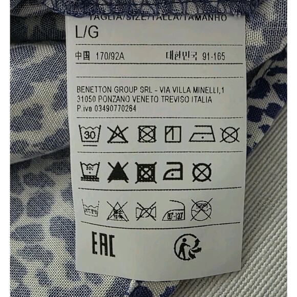 United colors of bennetton Peasant Women's Blouse Top Tie Neck Size Large NEW - Picture 10 of 14